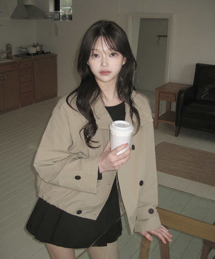 ハイネックショートトレンチジャケット BEIGE