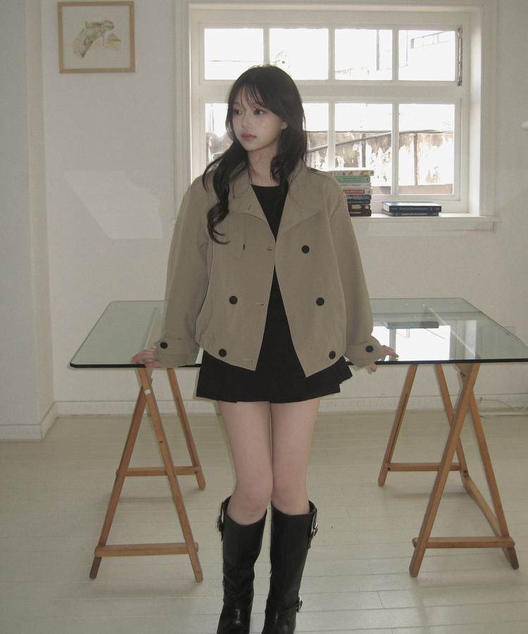 ハイネックショートトレンチジャケット BEIGE