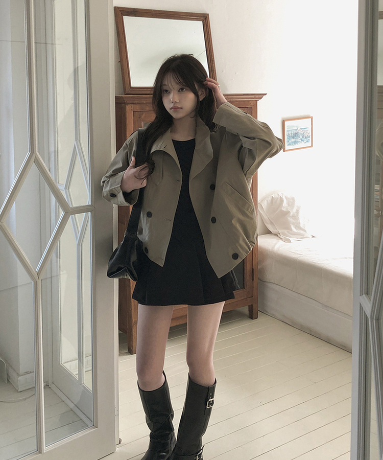 ハイネックショートトレンチジャケット BEIGE