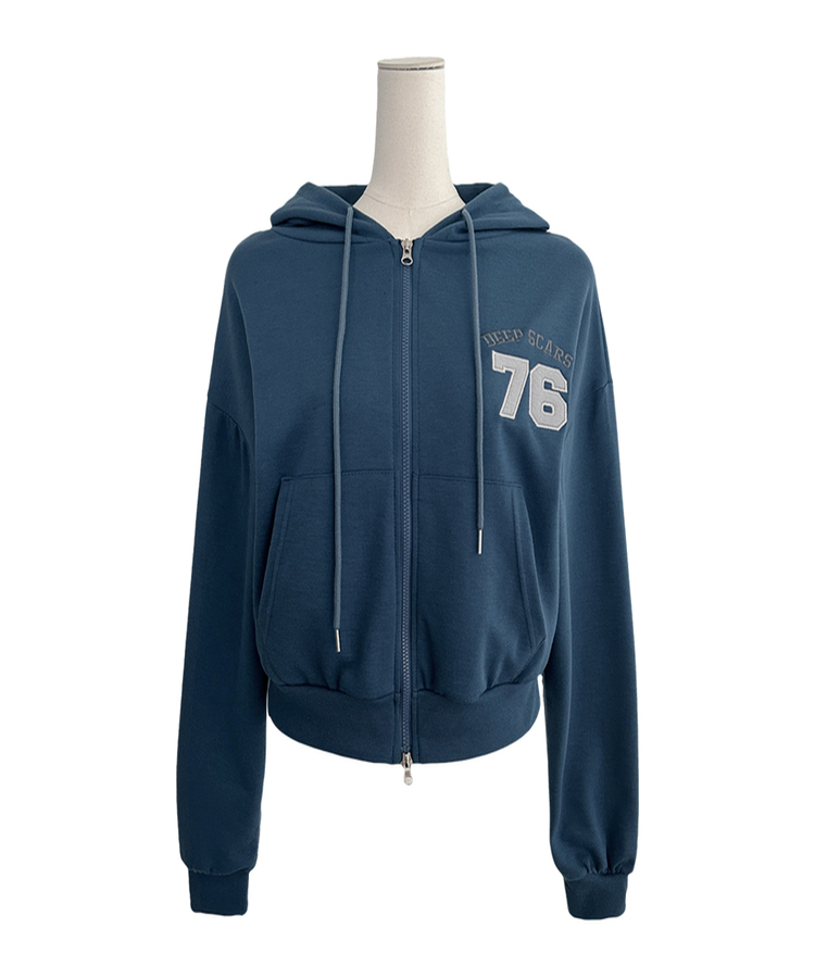 オーバーフィット長袖フードジップアップ