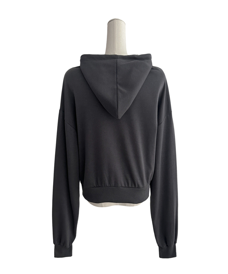 オーバーフィット長袖フードジップアップ