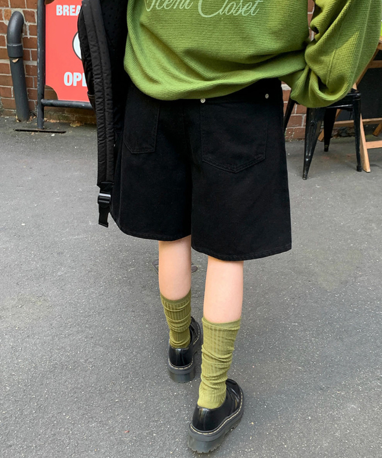 【丈別】コットンバミューダパンツ BLACK