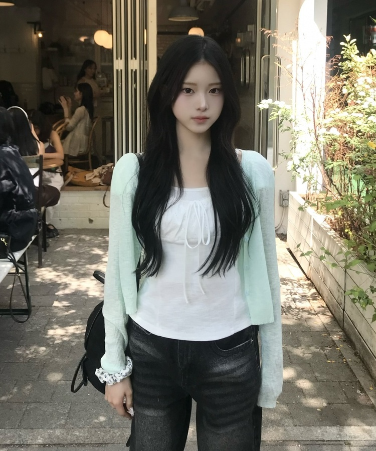 시어 리브 가디건 민트