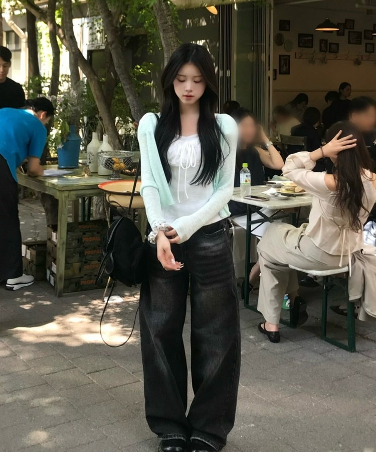 시어 리브 가디건 민트