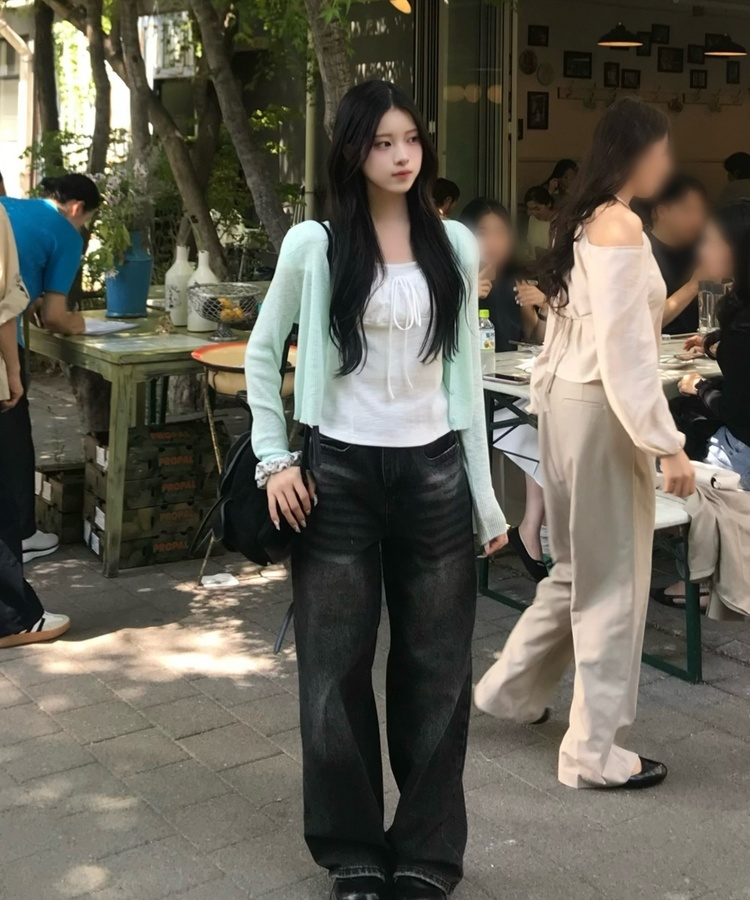 시어 리브 가디건 민트
