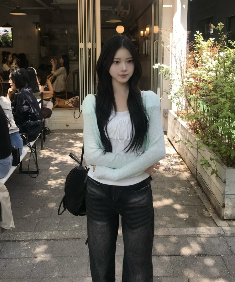 시어 리브 가디건 민트