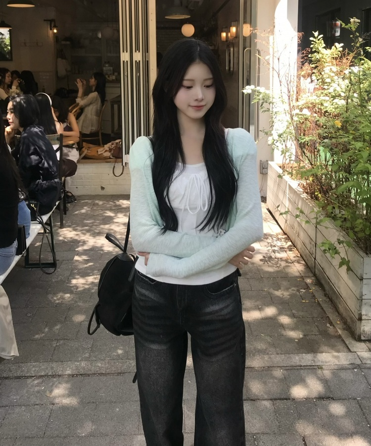 시어 리브 가디건 민트