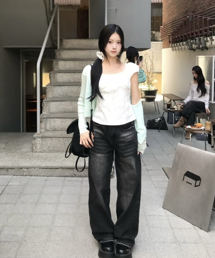 레이스 리본 탑 화이트