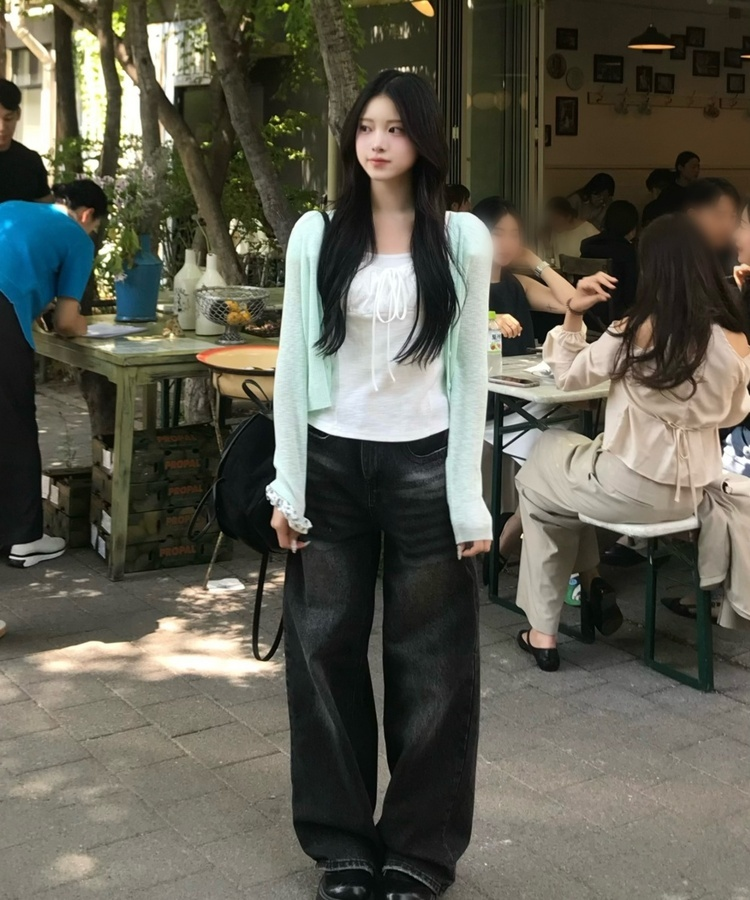 레이스 리본 탑 화이트