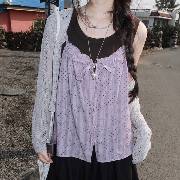 シースルーニット長袖カーディガン GREY