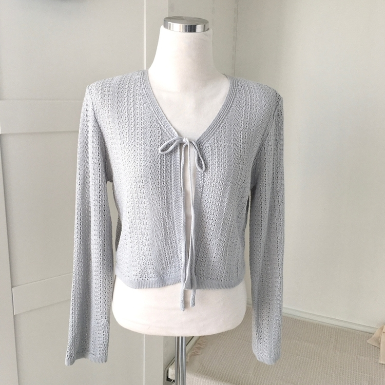 シースルーニット長袖カーディガン