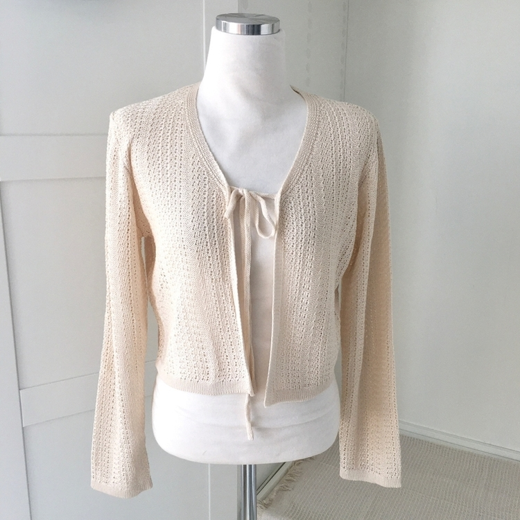 シースルーニット長袖カーディガン