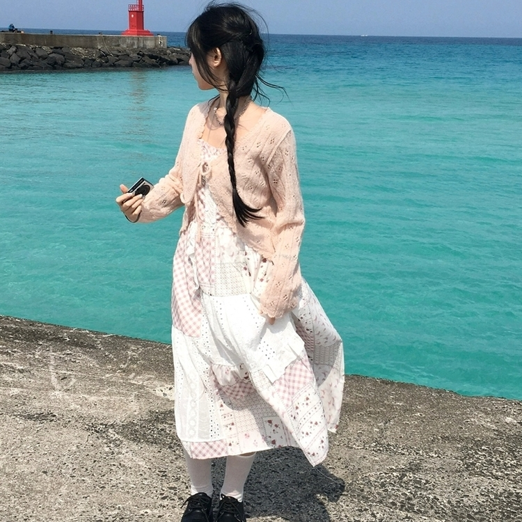 ビンテージシースルーニット長袖ボレロ(5color) LIGHT BEIGE