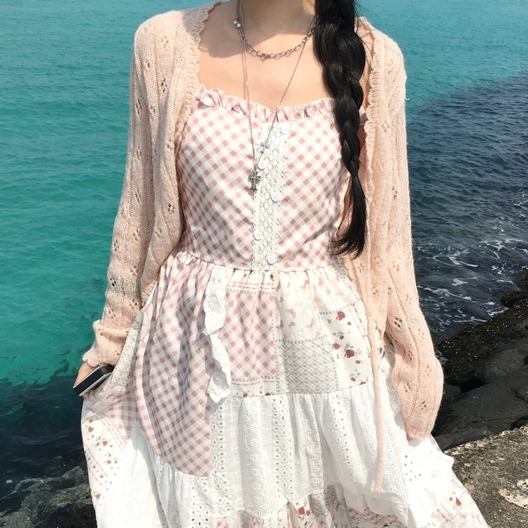 ビンテージシースルーニット長袖ボレロ(5color) LIGHT BEIGE