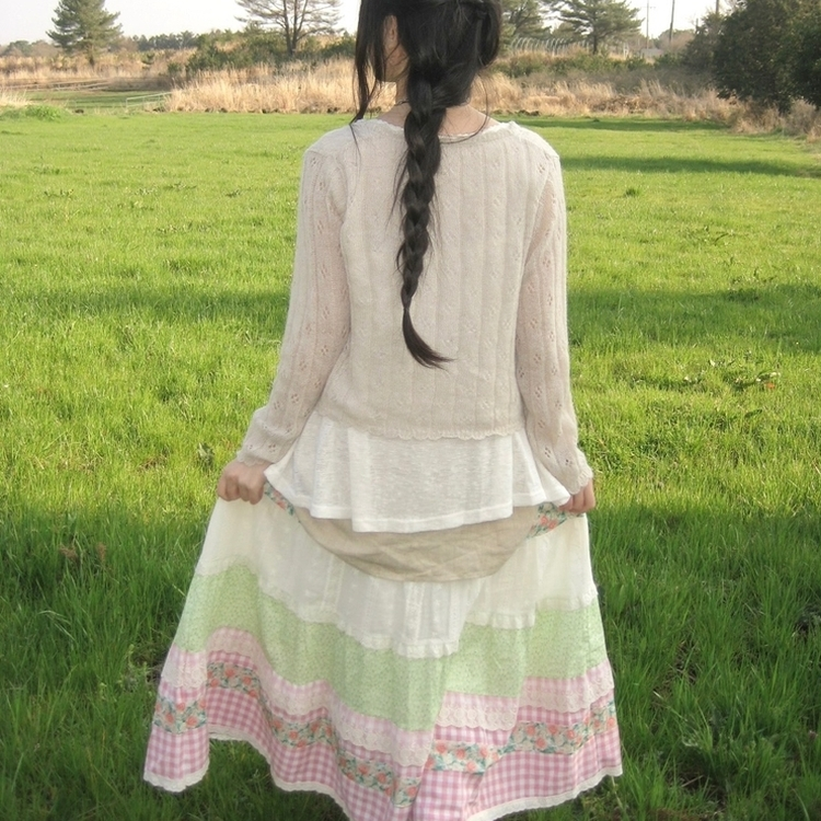 ビンテージシースルーニット長袖ボレロ(5color) CREAM