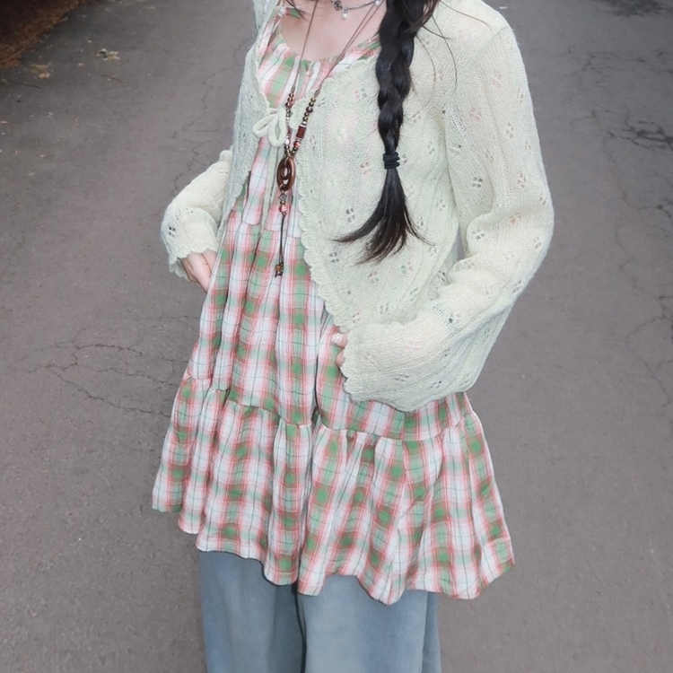 ビンテージシースルーニット長袖ボレロ(5color) MINT