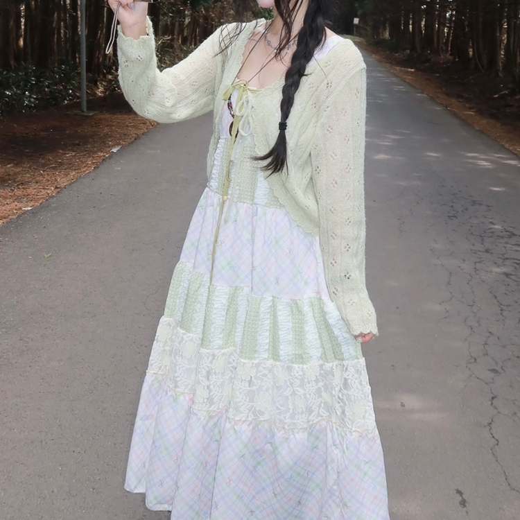 ビンテージシースルーニット長袖ボレロ(5color) MINT