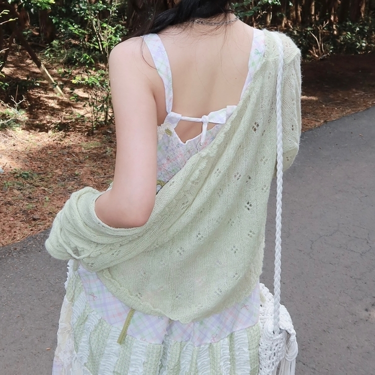 ビンテージシースルーニット長袖ボレロ(5color) MINT