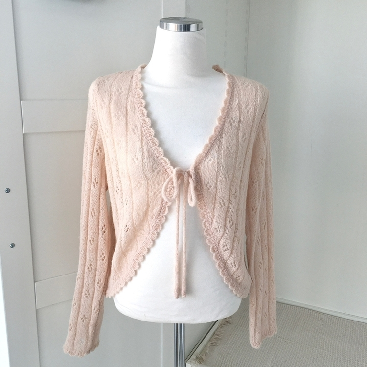 ビンテージシースルーニット長袖ボレロ(5color)