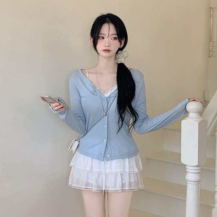 ベーシックリブカーディガン(5color) SKY BLUE