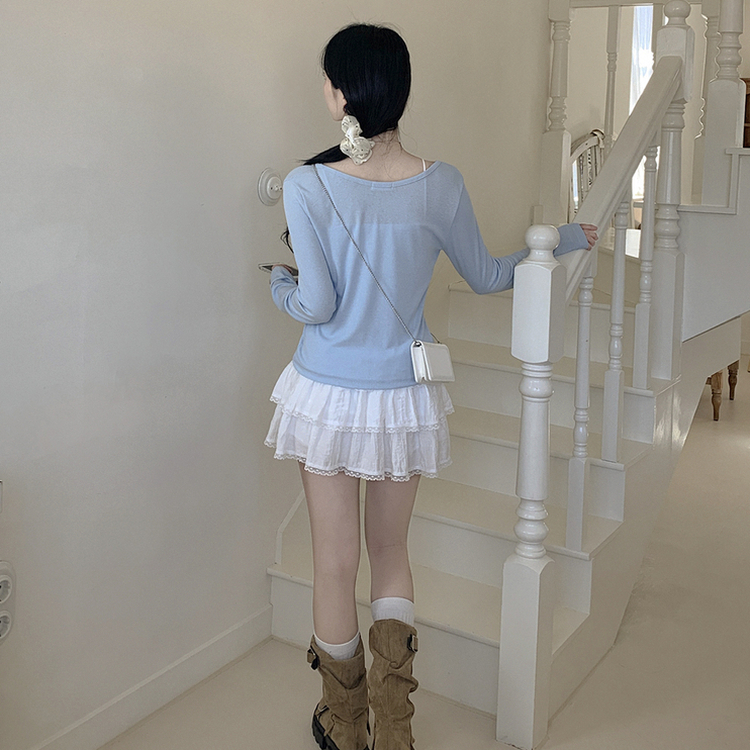 ベーシックリブカーディガン(5color) SKY BLUE