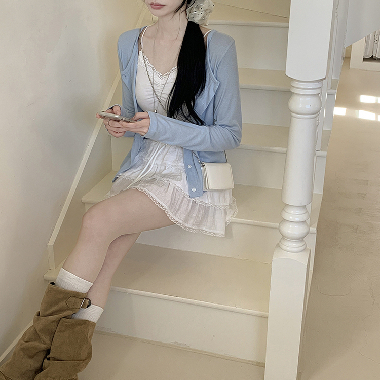 ベーシックリブカーディガン(5color) SKY BLUE