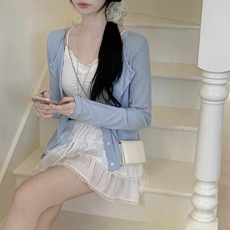 ベーシックリブカーディガン(5color) SKY BLUE