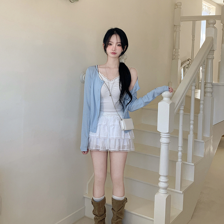 ベーシックリブカーディガン(5color) SKY BLUE