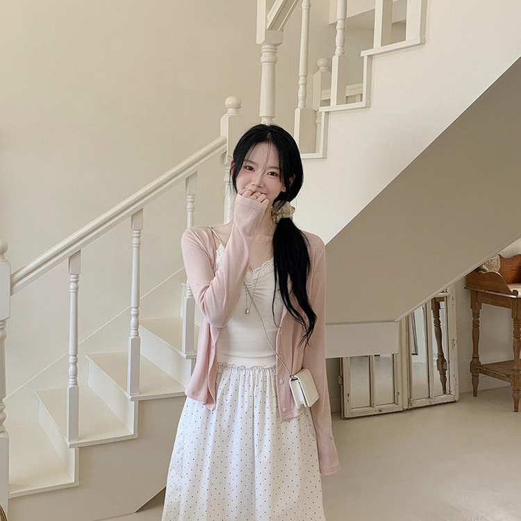 ドットレースミディロングスカート WHITE