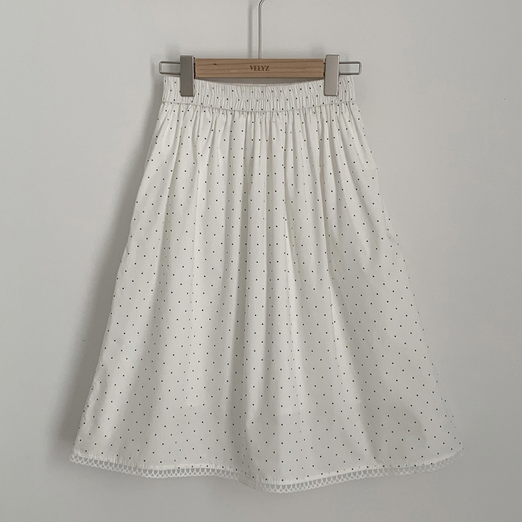 ドットレースミディロングスカート