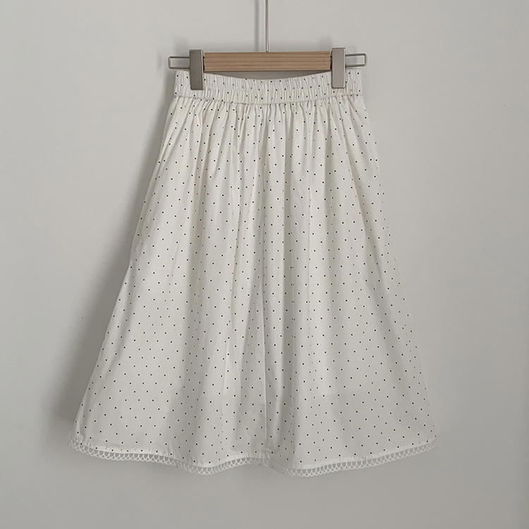 ドットレースミディロングスカート