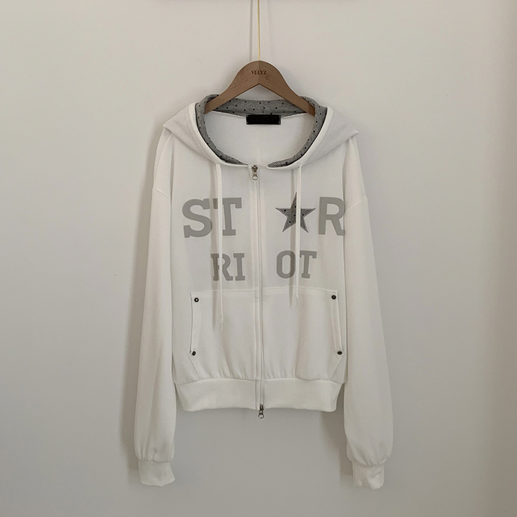 Y2Kセミクロップフードジップアップ