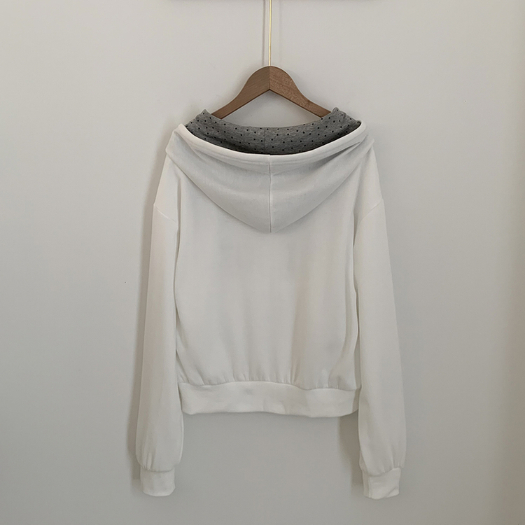 Y2Kセミクロップフードジップアップ