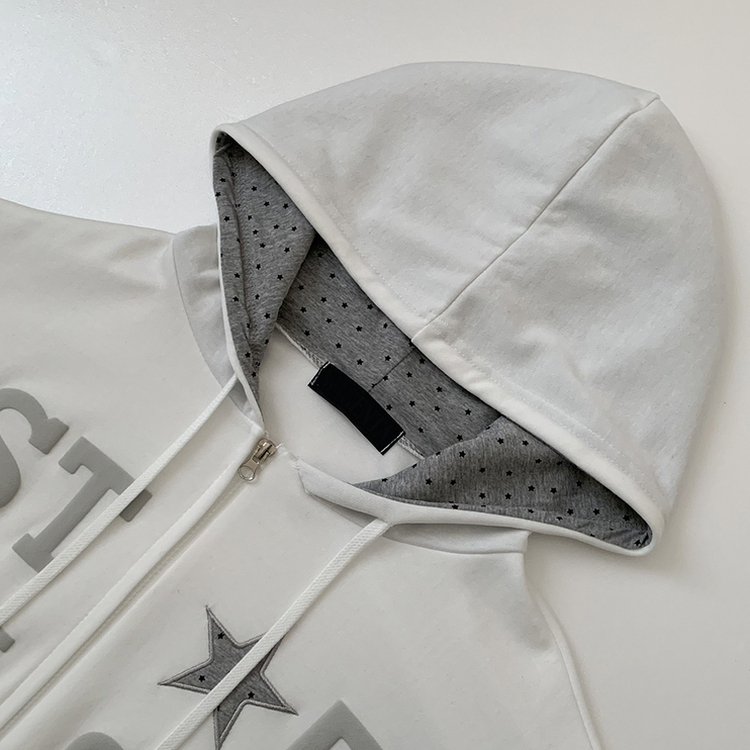 Y2Kセミクロップフードジップアップ