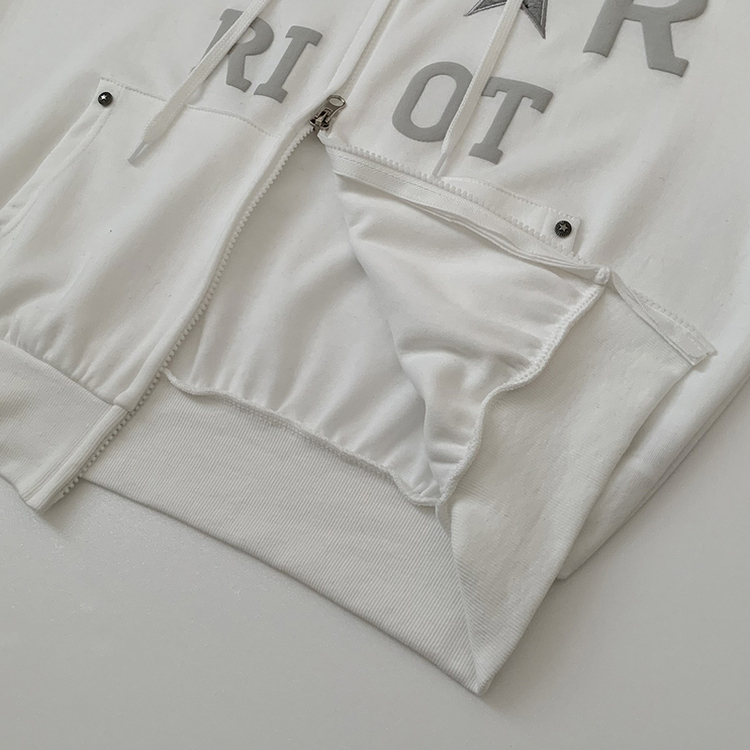 Y2Kセミクロップフードジップアップ