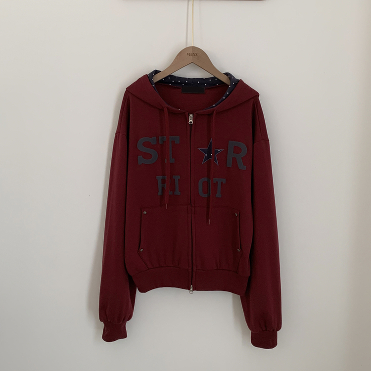 Y2Kセミクロップフードジップアップ