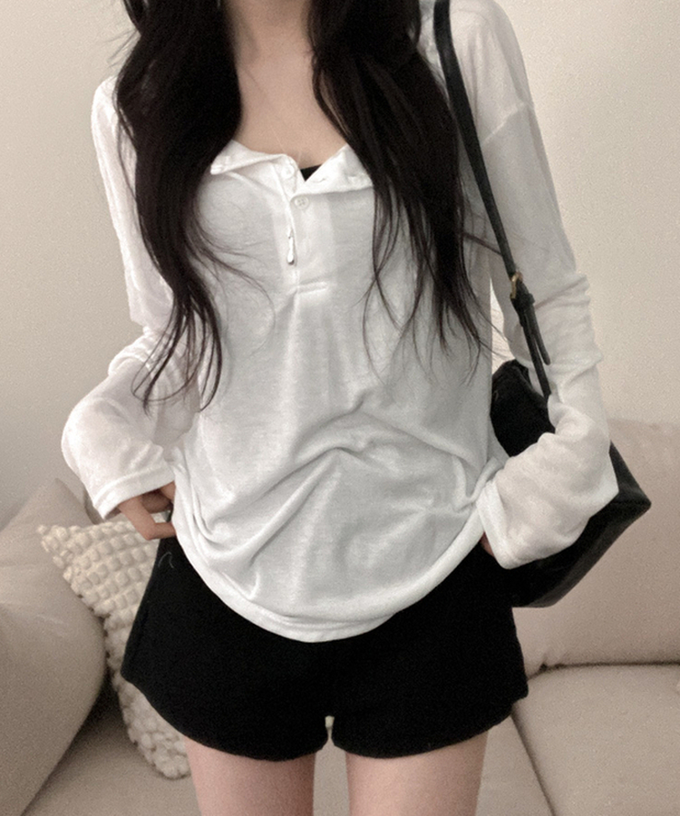 ボタンボックスフィット長袖Tシャツ IVORY