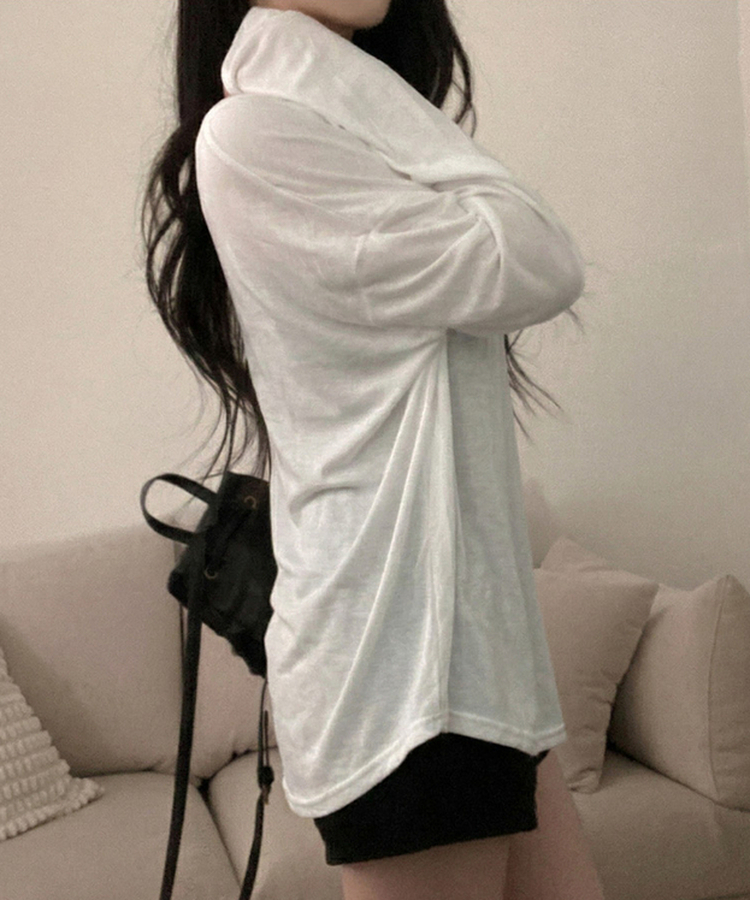 ボタンボックスフィット長袖Tシャツ IVORY