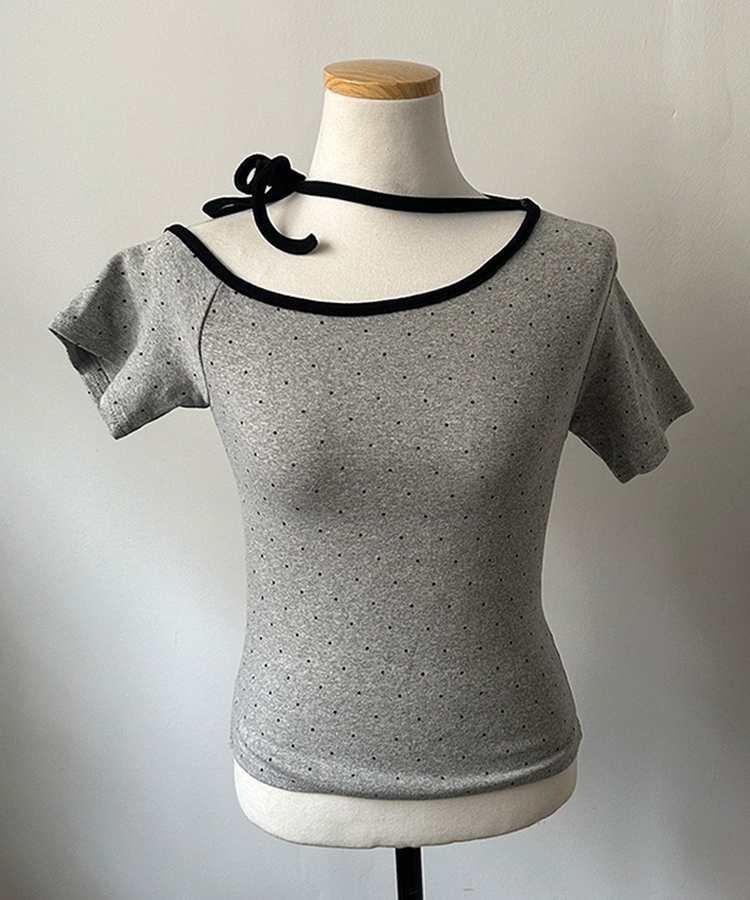 ドットオフショルダー半袖Tシャツ