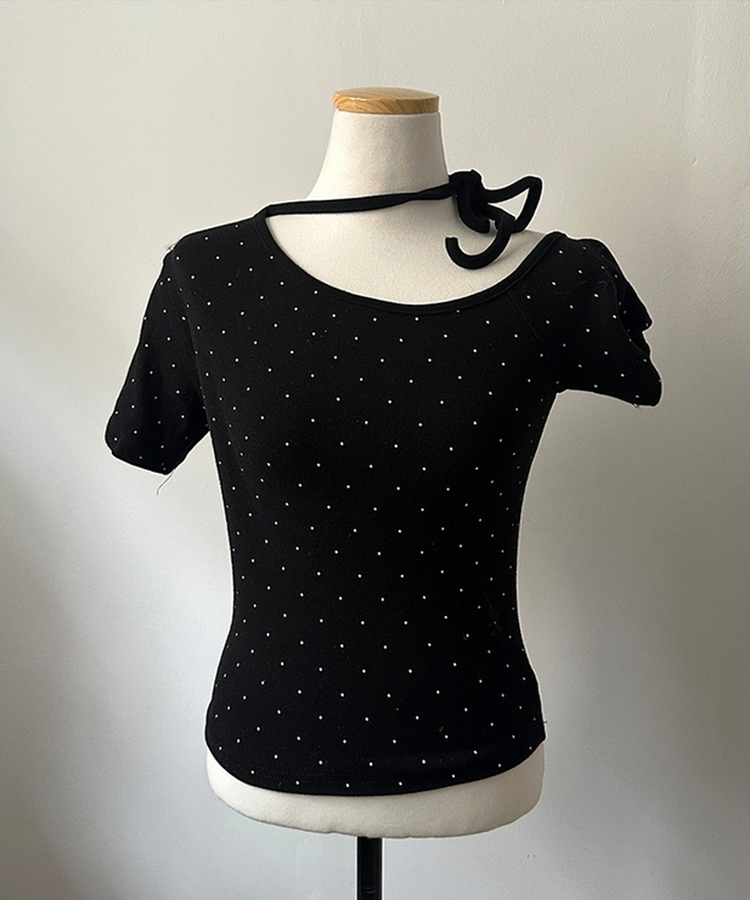ドットオフショルダー半袖Tシャツ