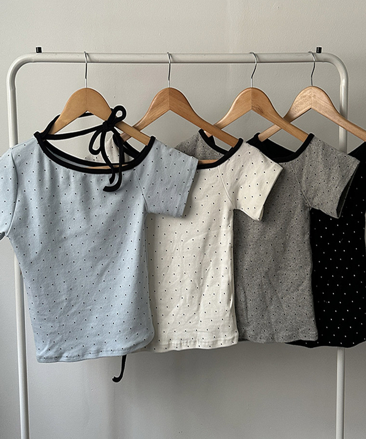 ドットオフショルダー半袖Tシャツ