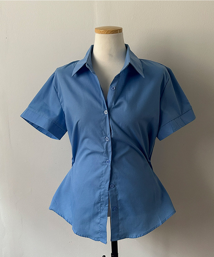 サイドスナップ半袖シャツブラウス