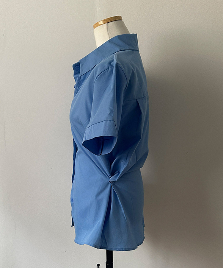 サイドスナップ半袖シャツブラウス