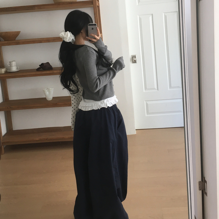 リブニットやわらかカーディガン(8color) DARK GRAY