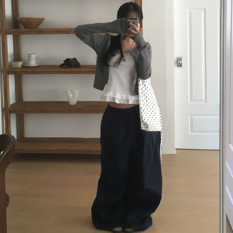 リブニットやわらかカーディガン(8color) DARK GRAY