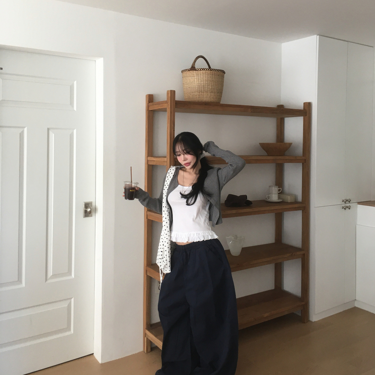 リブニットやわらかカーディガン(8color) DARK GRAY