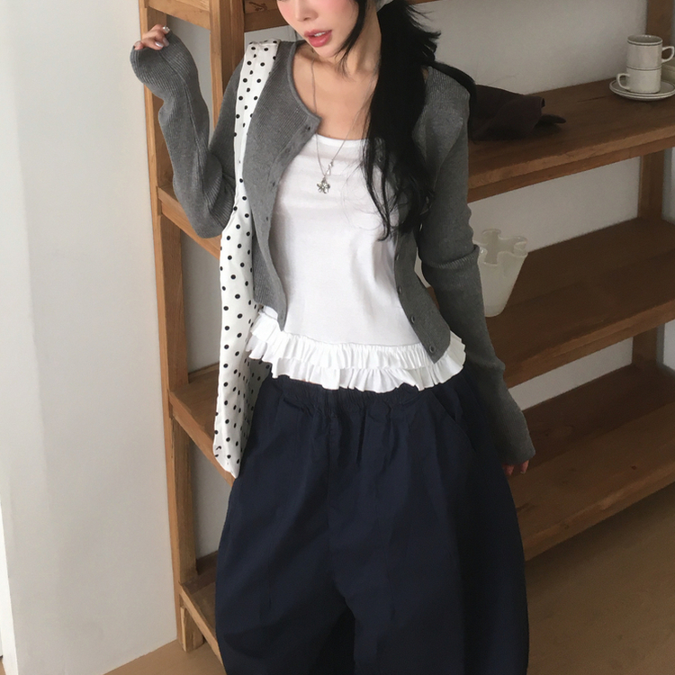 リブニットやわらかカーディガン(8color) DARK GRAY