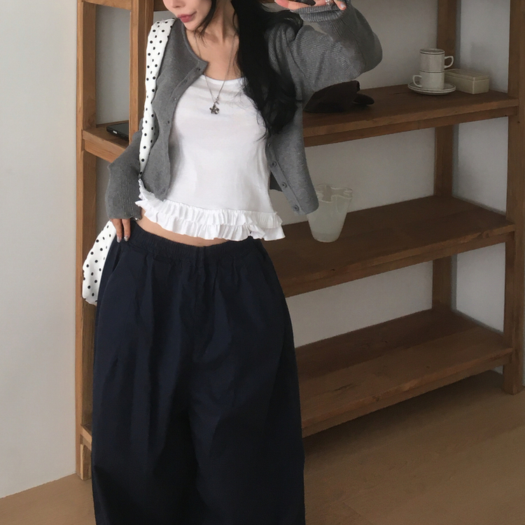 リブニットやわらかカーディガン(8color) DARK GRAY