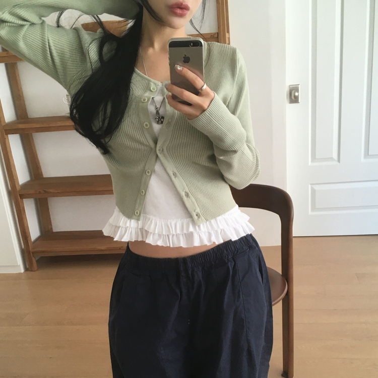 リブニットやわらかカーディガン(8color) MINT