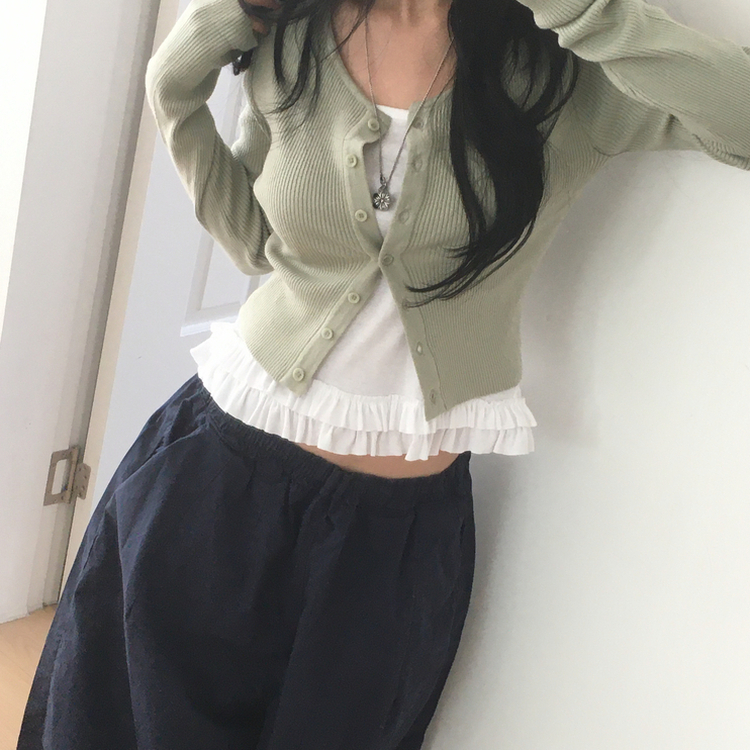 リブニットやわらかカーディガン(8color) MINT